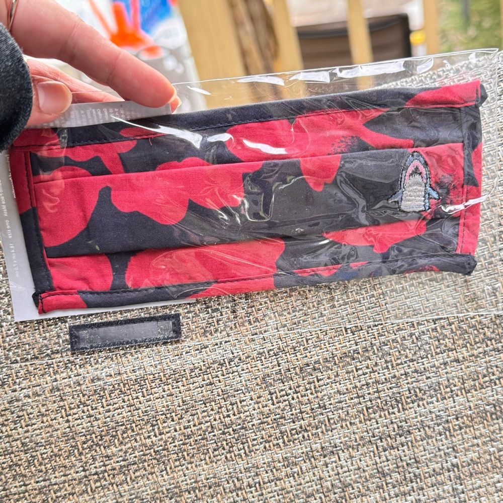NWT Coach sharky shark - face mask navy and red camo